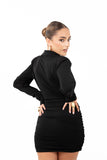 VESTITO ROSE NERO DRAPPEGGIATO SCOLLO A V TAGLIA UNICA
