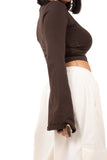 MAGLIA QUINN MARRONE SCOLLO A V JUSTWEST TAGLIA UNICA
