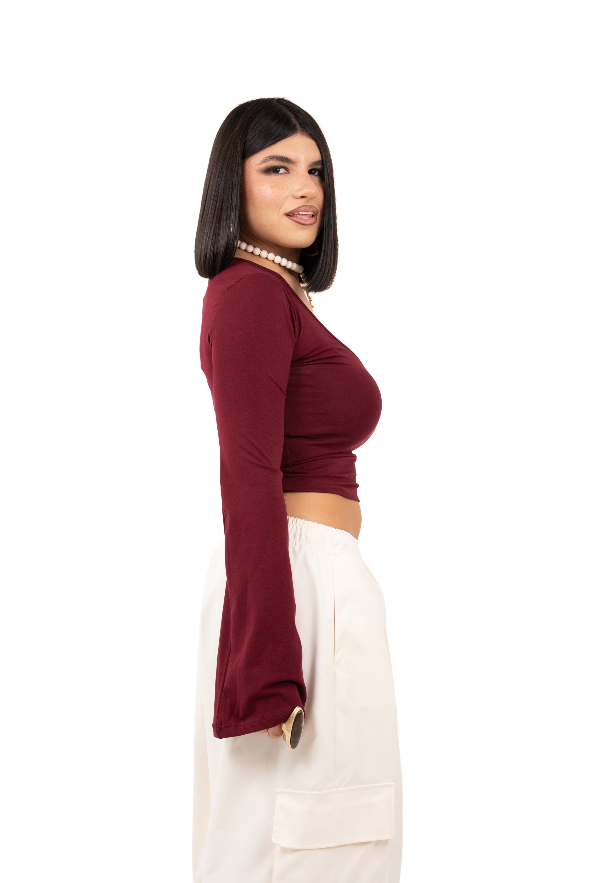 MAGLIA QUINN BORDEAUX SCOLLO A V JUSTWEST TAGLIA UNICA