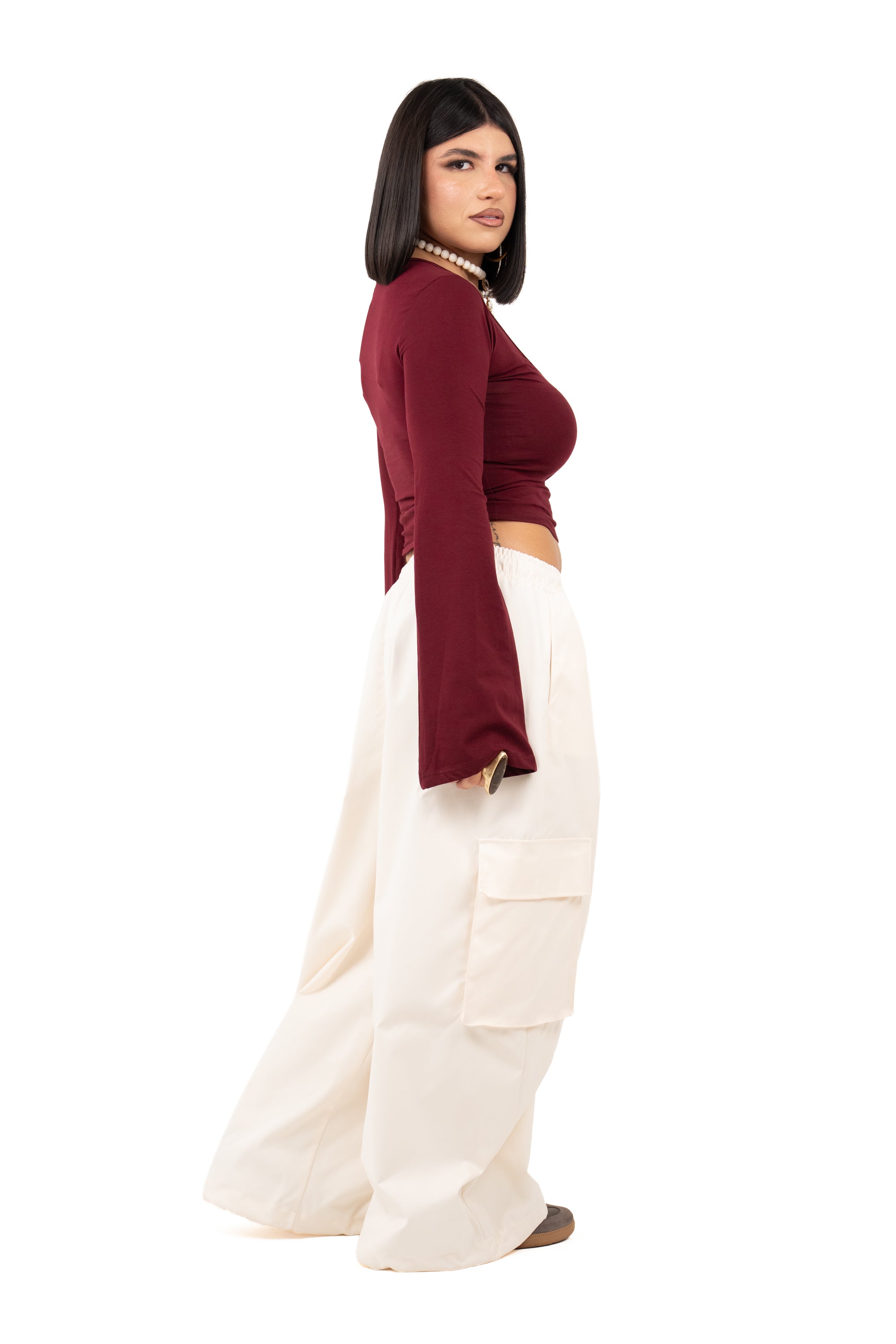 MAGLIA QUINN BORDEAUX SCOLLO A V JUSTWEST TAGLIA UNICA