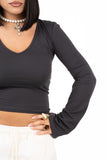 MAGLIA QUINN GRIGIO ANTRACITE SCOLLO A V JUSTWEST TAGLIA UNICA