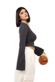 MAGLIA QUINN GRIGIO ANTRACITE SCOLLO A V JUSTWEST TAGLIA UNICA