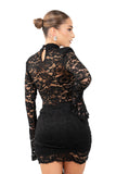 VESTITO CORTO MEDORA NERO IN PIZZO TAGLIA UNICA
