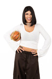 MAGLIA QUINN BIANCA SCOLLO A V JUSTWEST TAGLIA UNICA