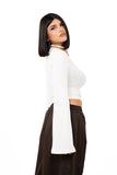 MAGLIA QUINN BIANCA SCOLLO A V JUSTWEST TAGLIA UNICA