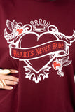 T-SHIRT CUORE OVER SIZE BORDEAUX TAGLIA UNICA