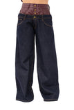 JEANS VIBE WIDE LEG BLU SCURO DOPPIA VITA BORDEAUX