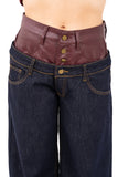JEANS VIBE WIDE LEG BLU SCURO DOPPIA VITA BORDEAUX