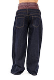 JEANS VIBE WIDE LEG BLU SCURO DOPPIA VITA BORDEAUX