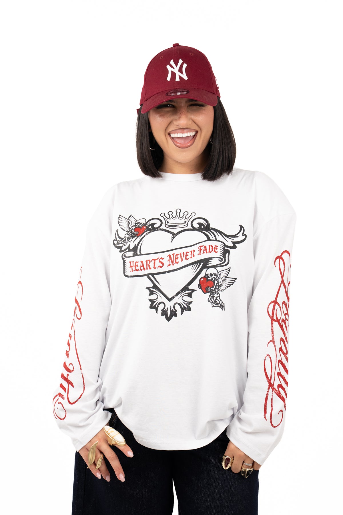 T-SHIRT CUORE OVER SIZE BIANCA TAGLIA UNICA
