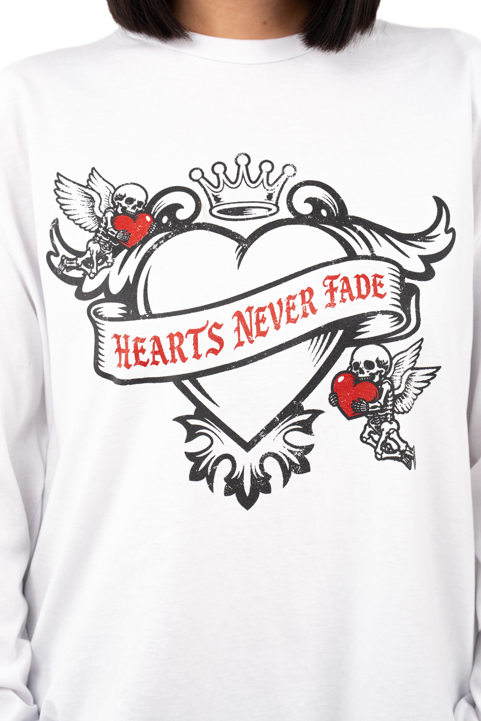T-SHIRT CUORE OVER SIZE BIANCA TAGLIA UNICA