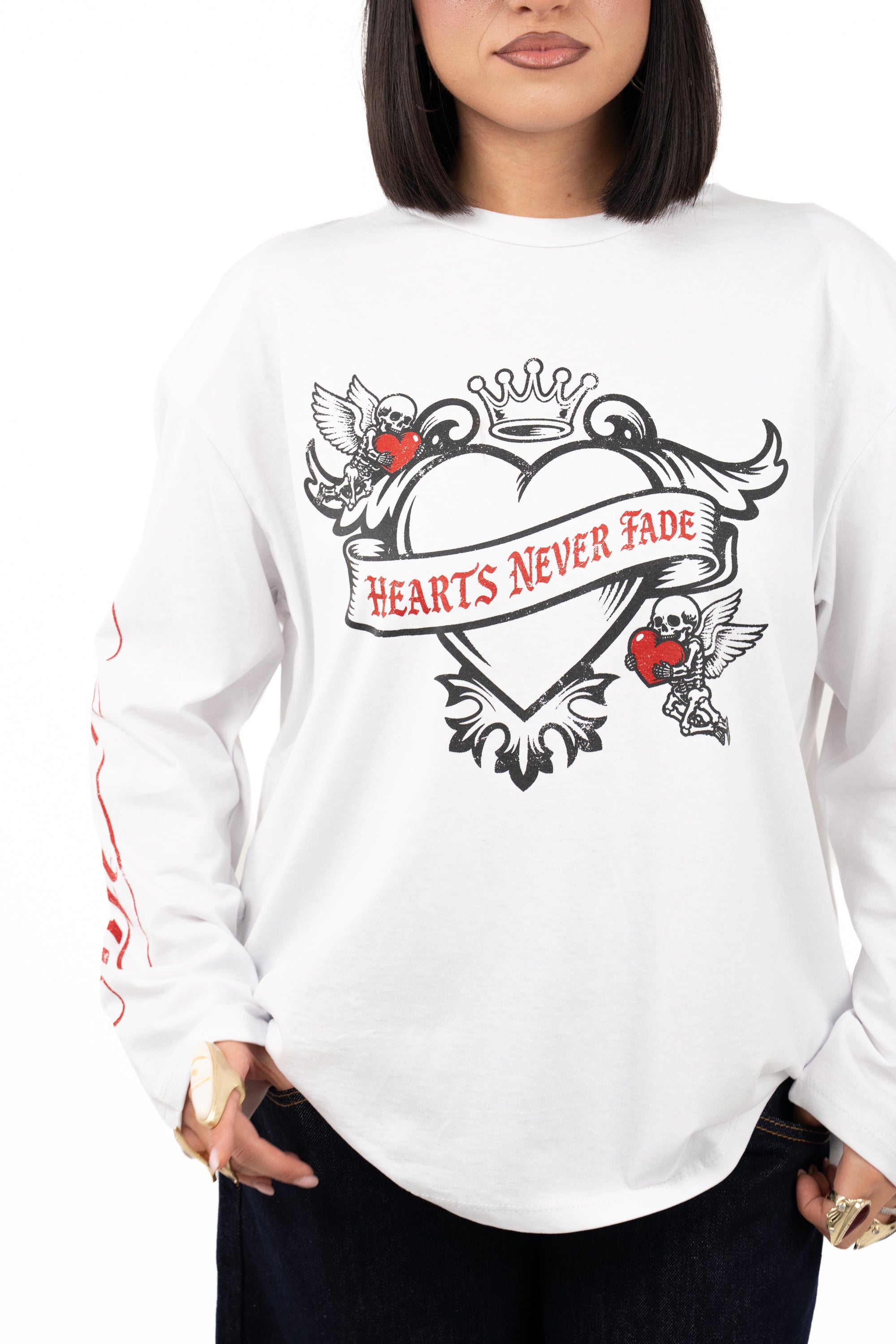 T-SHIRT CUORE OVER SIZE BIANCA TAGLIA UNICA