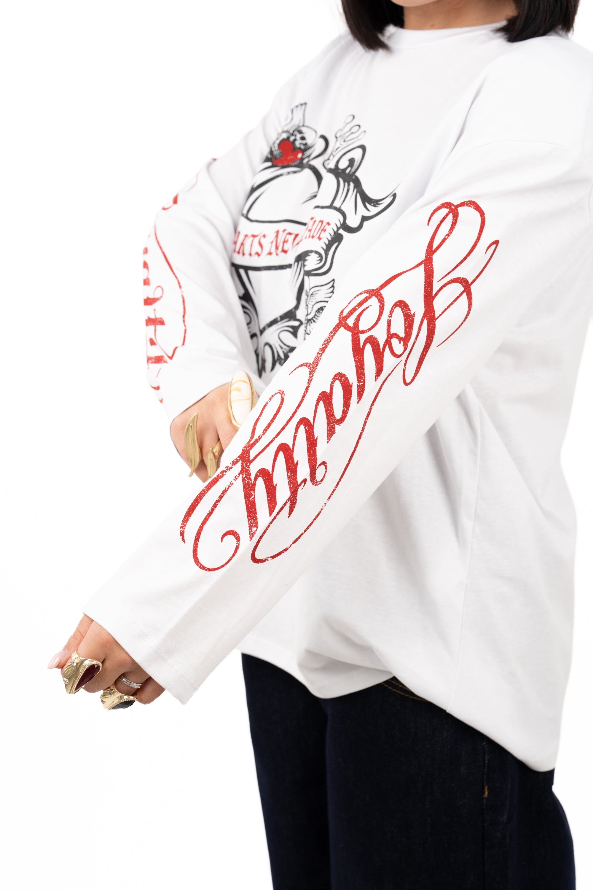 T-SHIRT CUORE OVER SIZE BIANCA TAGLIA UNICA