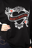 T-SHIRT CUORE OVER SIZE NERA TAGLIA UNICA
