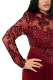 ABITO LUNGO EDERA BORDEAUX PAILLETTES TAGLIA UNICA