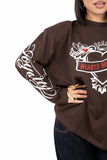 T-SHIRT CUORE OVER SIZE MARRONE TAGLIA UNICA