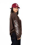 T-SHIRT CUORE OVER SIZE MARRONE TAGLIA UNICA