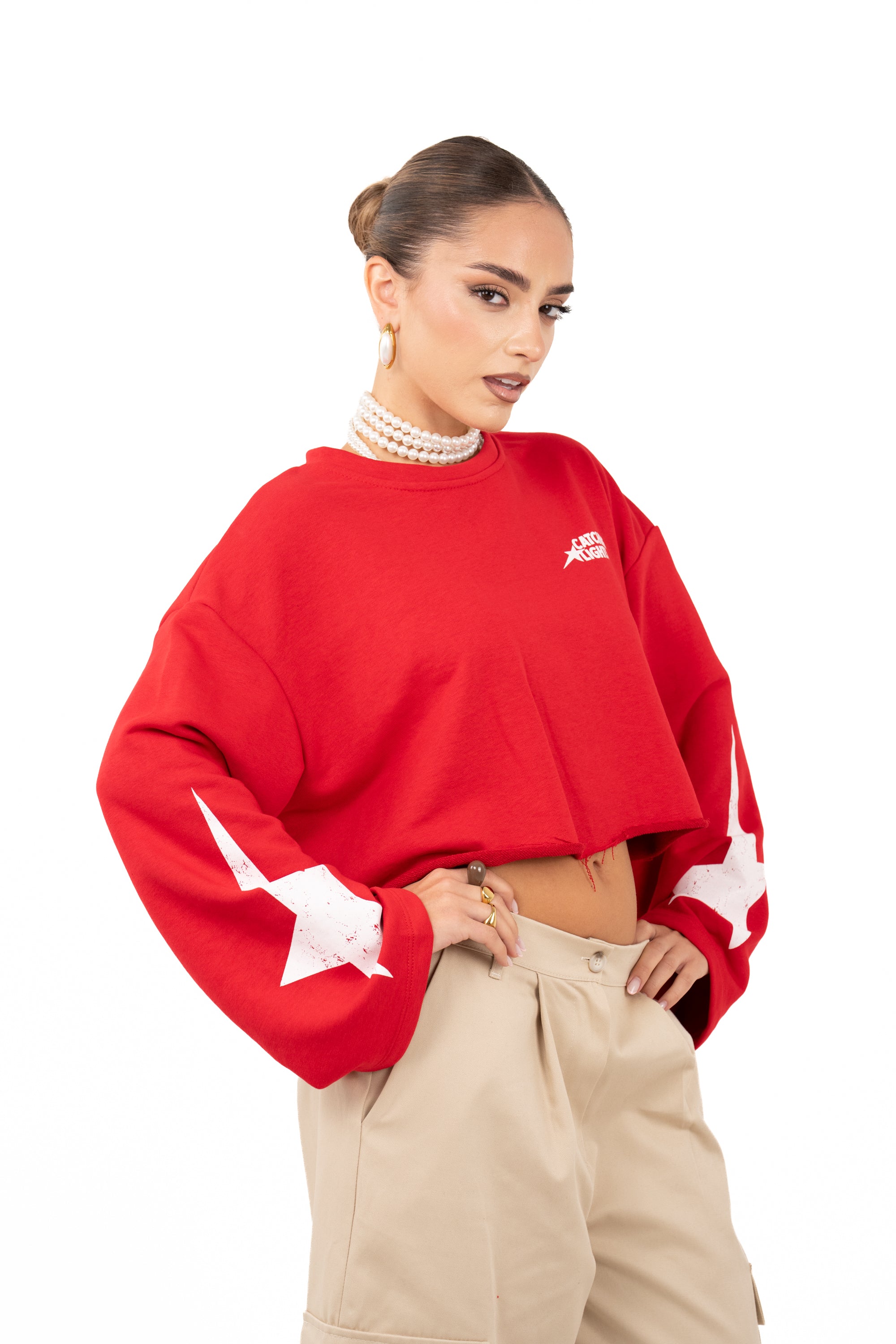 FELPA STELLA CROPPED ROSSA JUSTWEST TAGLIA UNICA