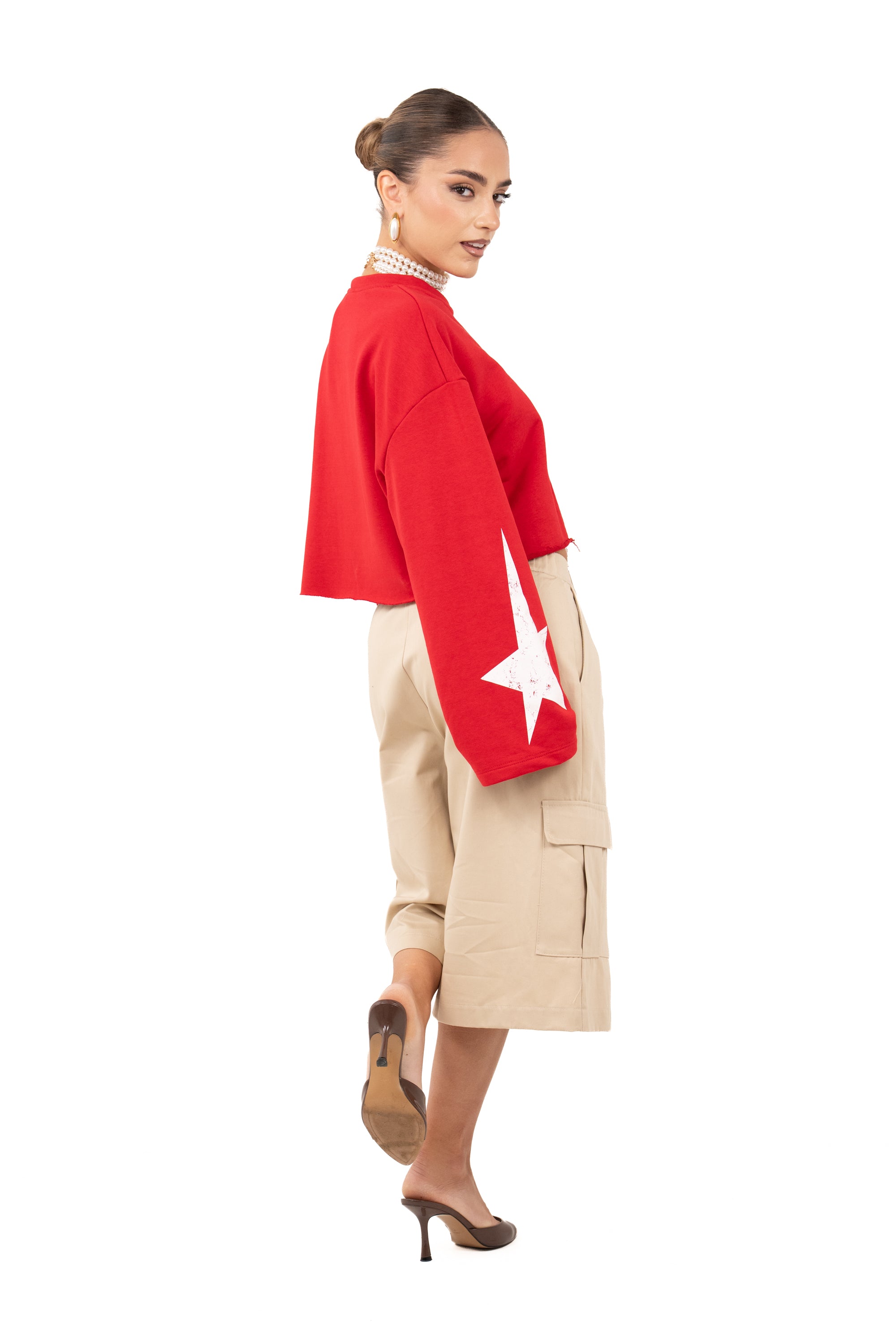 FELPA STELLA CROPPED ROSSA JUSTWEST TAGLIA UNICA