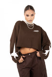 FELPA STELLA CROPPED MARRONE JUSTWEST TAGLIA UNICA