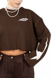 FELPA STELLA CROPPED MARRONE JUSTWEST TAGLIA UNICA