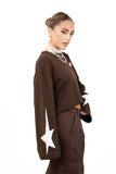 FELPA STELLA CROPPED MARRONE JUSTWEST TAGLIA UNICA