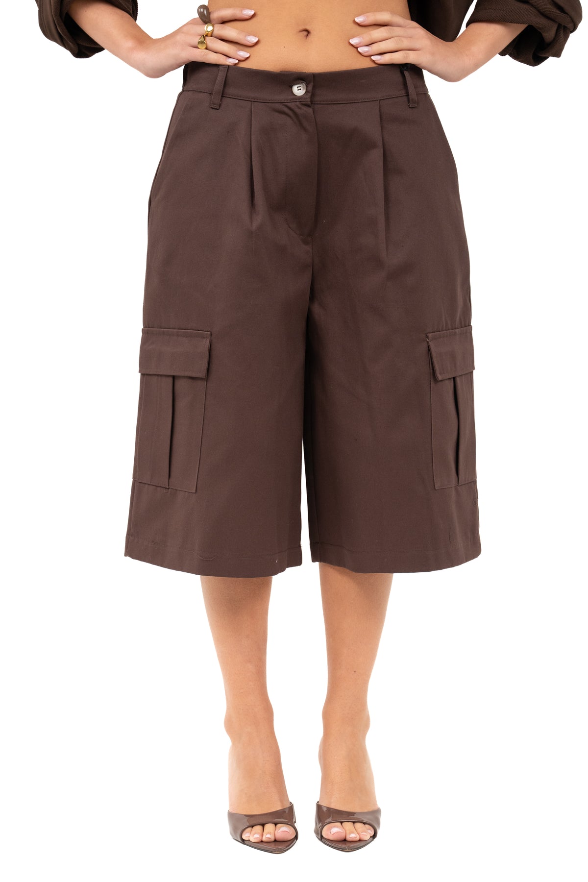BERMUDA MIRAGE CARGO MARRONE CON TASCHE JUSTWEST TAGLIA UNICA