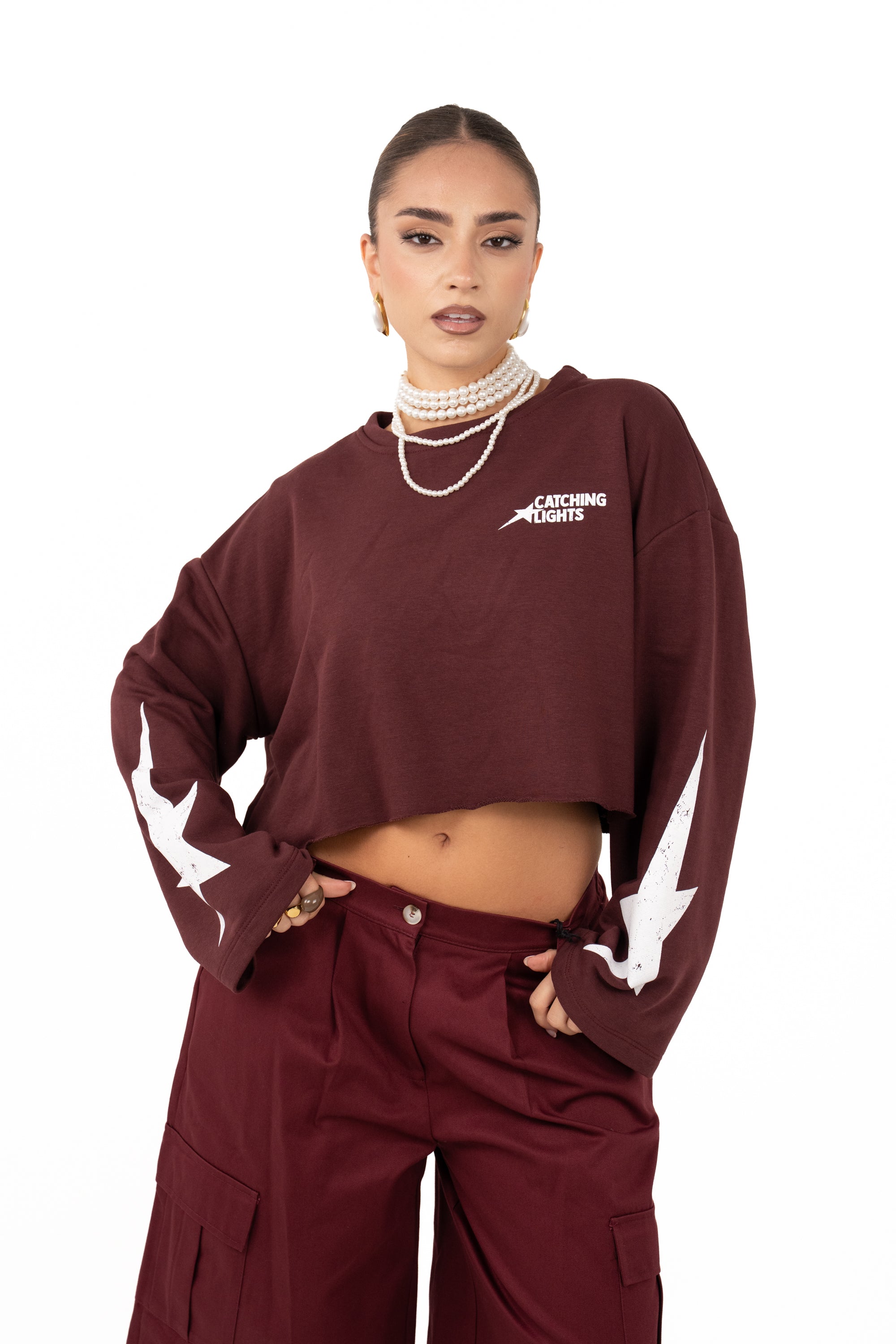 FELPA STELLA CROPPED BORDEAUX JUSTWEST TAGLIA UNICA