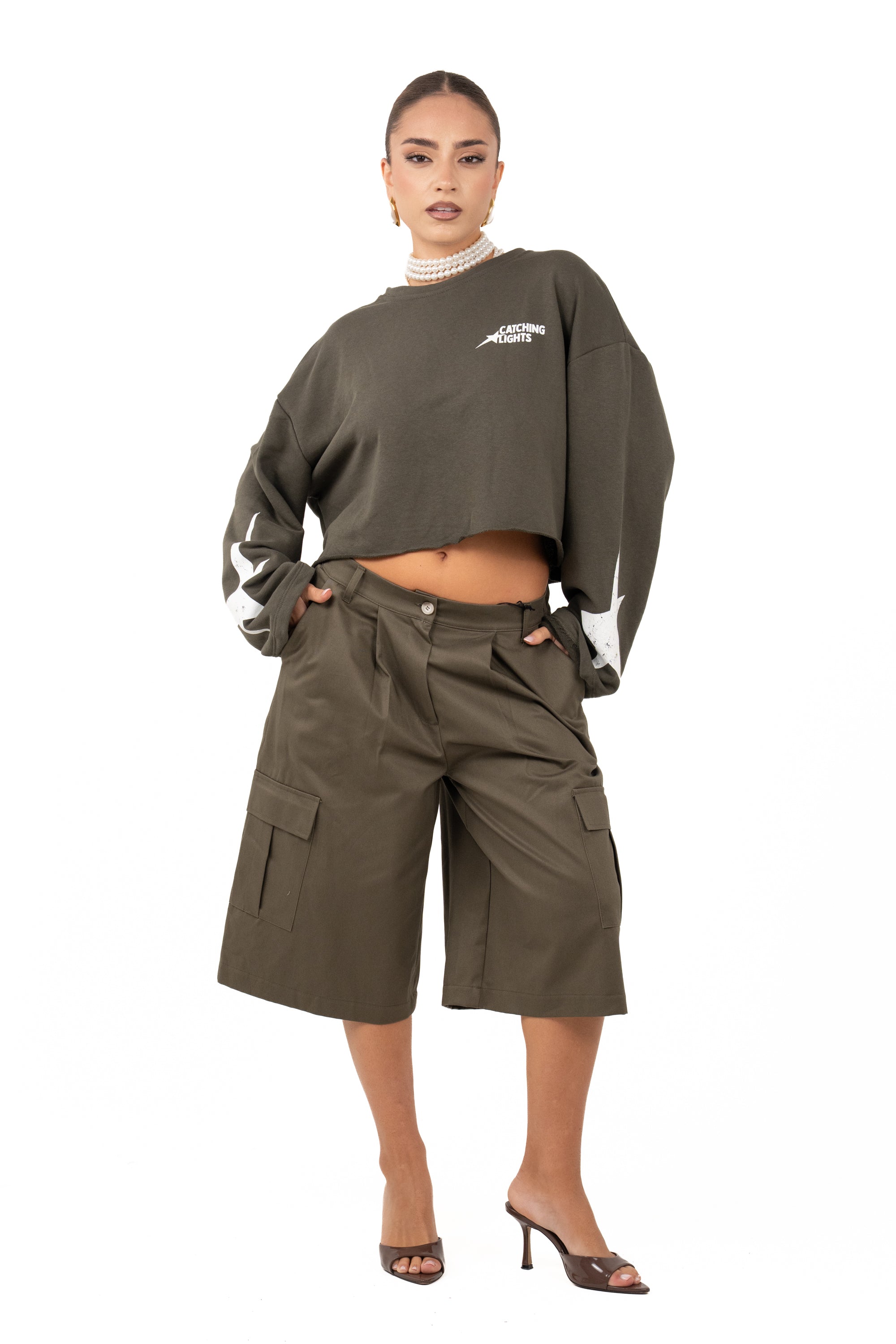 FELPA STELLA CROPPED VERDE JUSTWEST TAGLIA UNICA