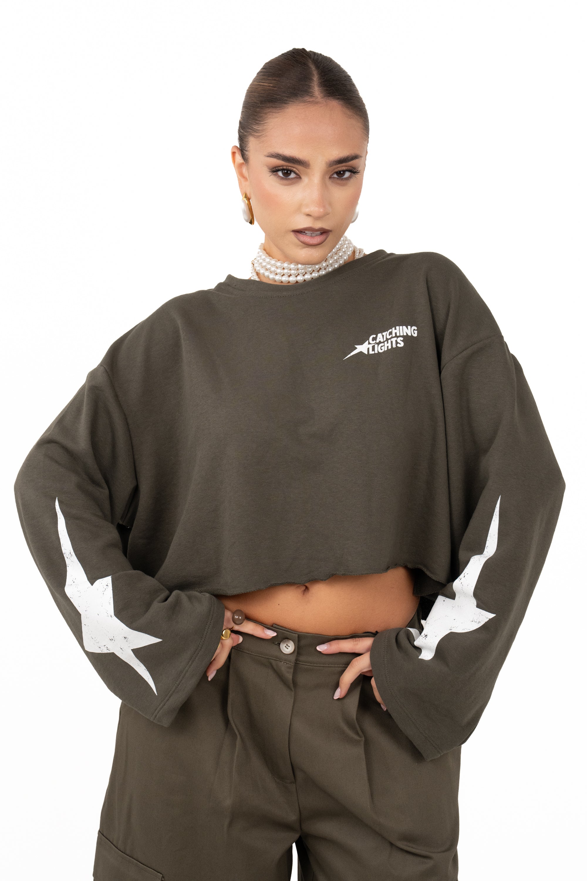 FELPA STELLA CROPPED VERDE JUSTWEST TAGLIA UNICA