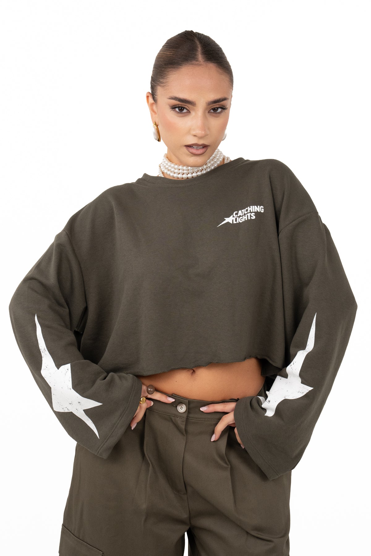 FELPA STELLA CROPPED VERDE JUSTWEST TAGLIA UNICA