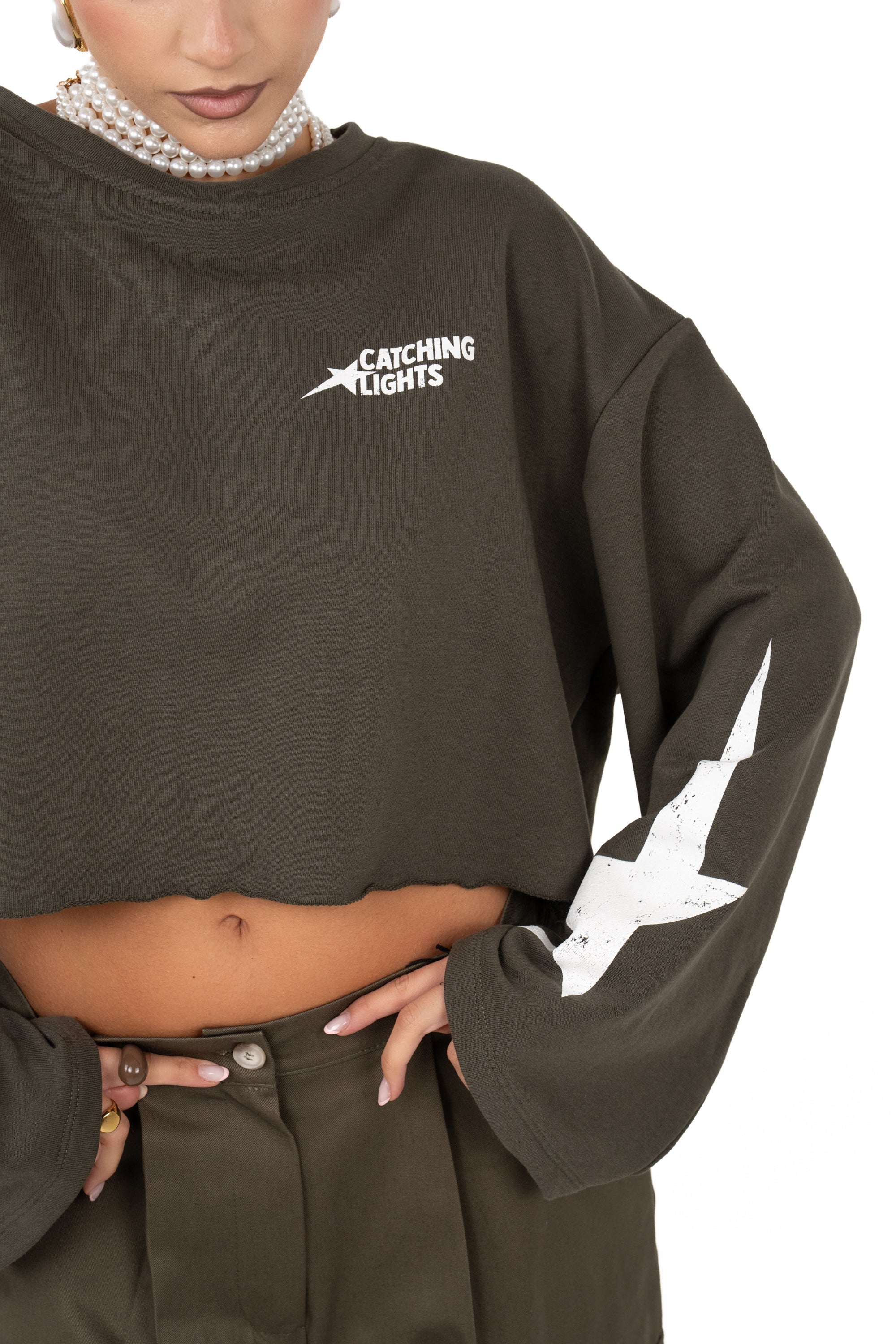 FELPA STELLA CROPPED VERDE JUSTWEST TAGLIA UNICA
