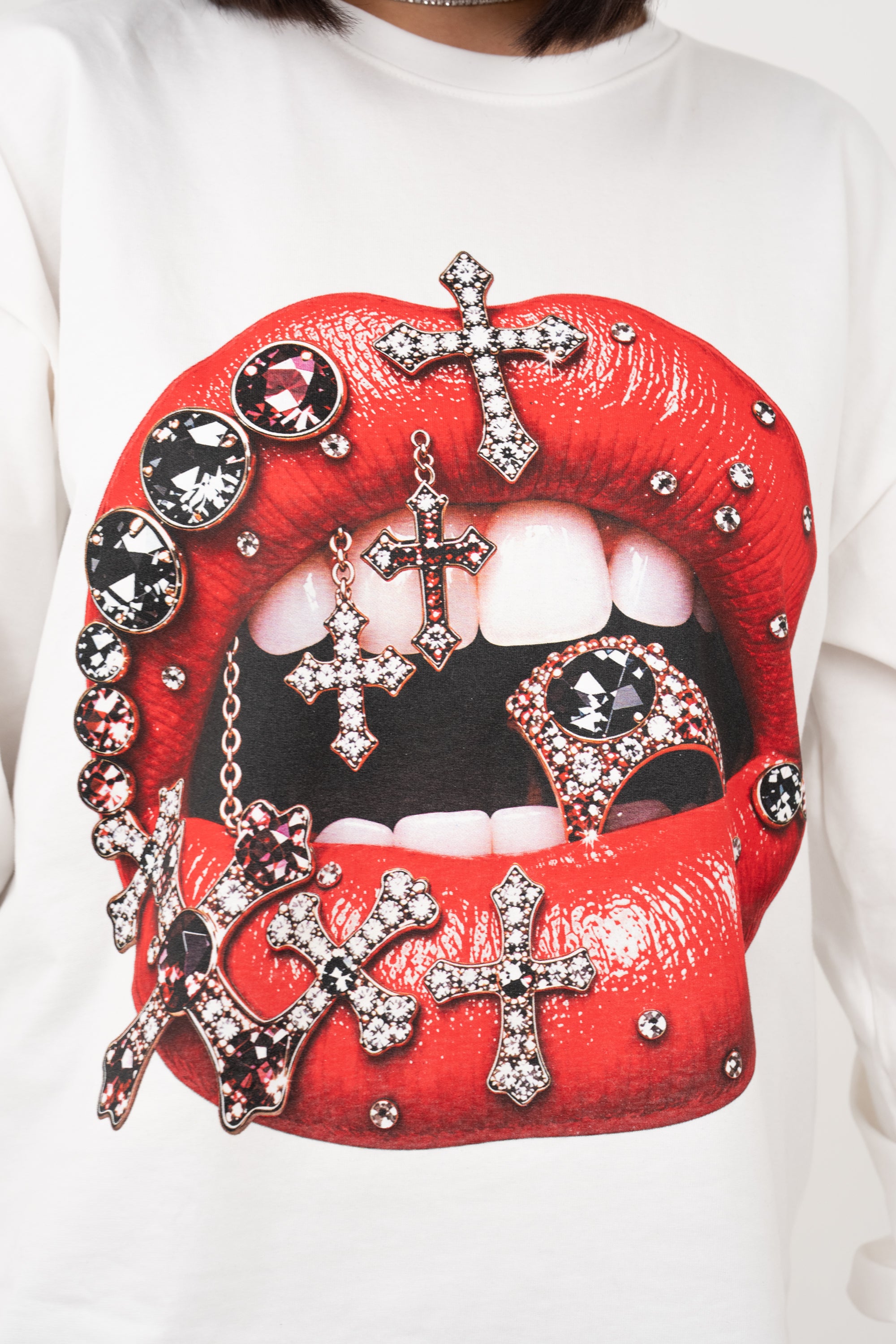 FELPA LIPS BIANCA TAGLIA UNICA