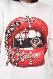 FELPA LIPS BIANCA TAGLIA UNICA