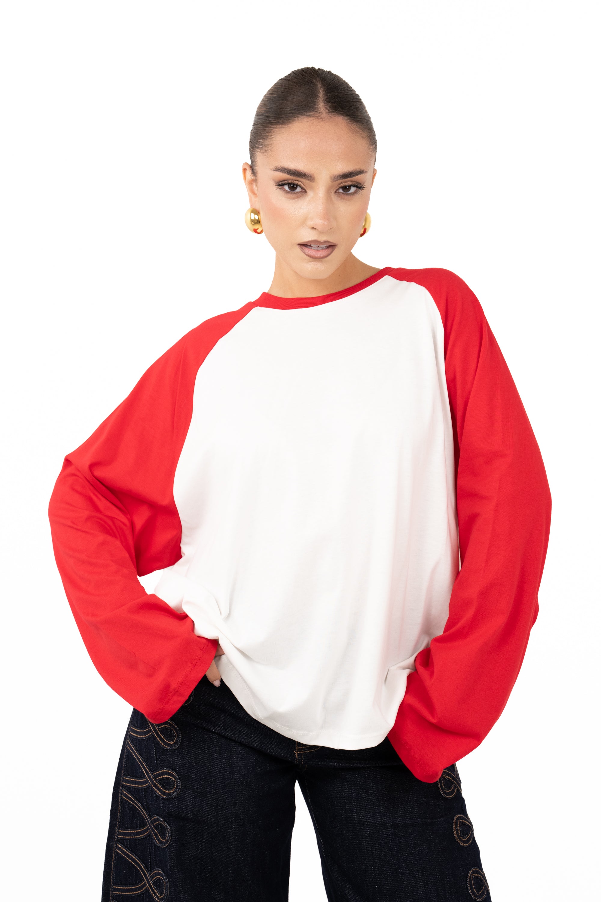 MAGLIA BICOLOR BIANCO E ROSSO LUMINA TAGLIA UNICA