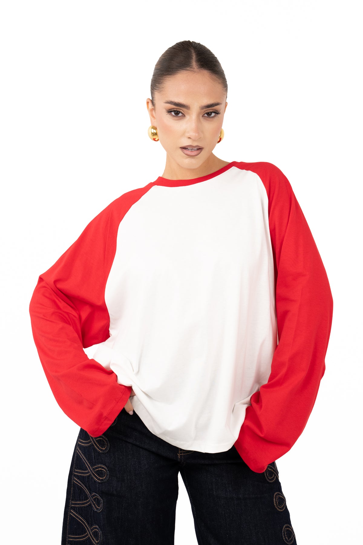MAGLIA BICOLOR BIANCO E ROSSO LUMINA TAGLIA UNICA