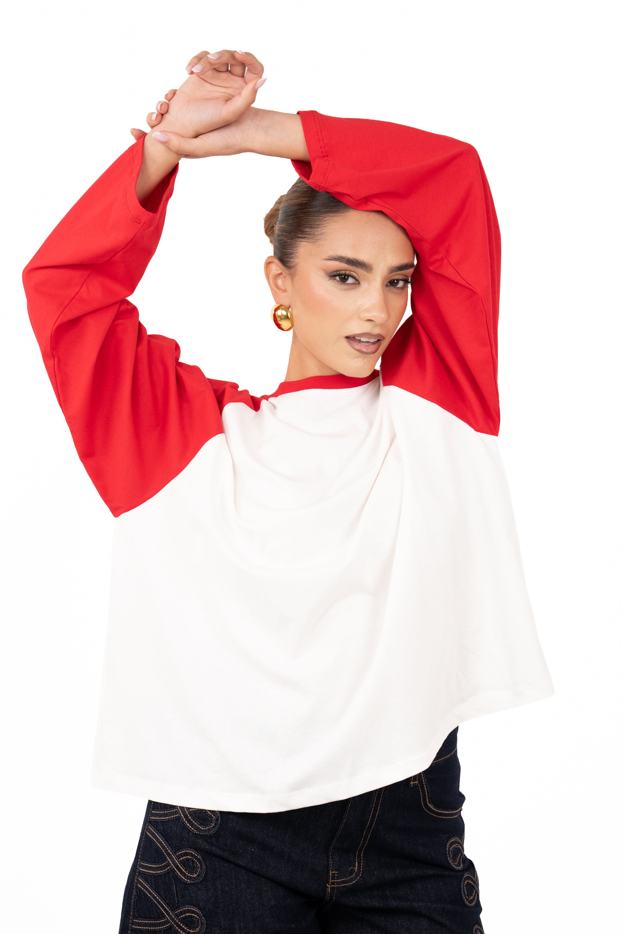 MAGLIA BICOLOR BIANCO E ROSSO LUMINA TAGLIA UNICA