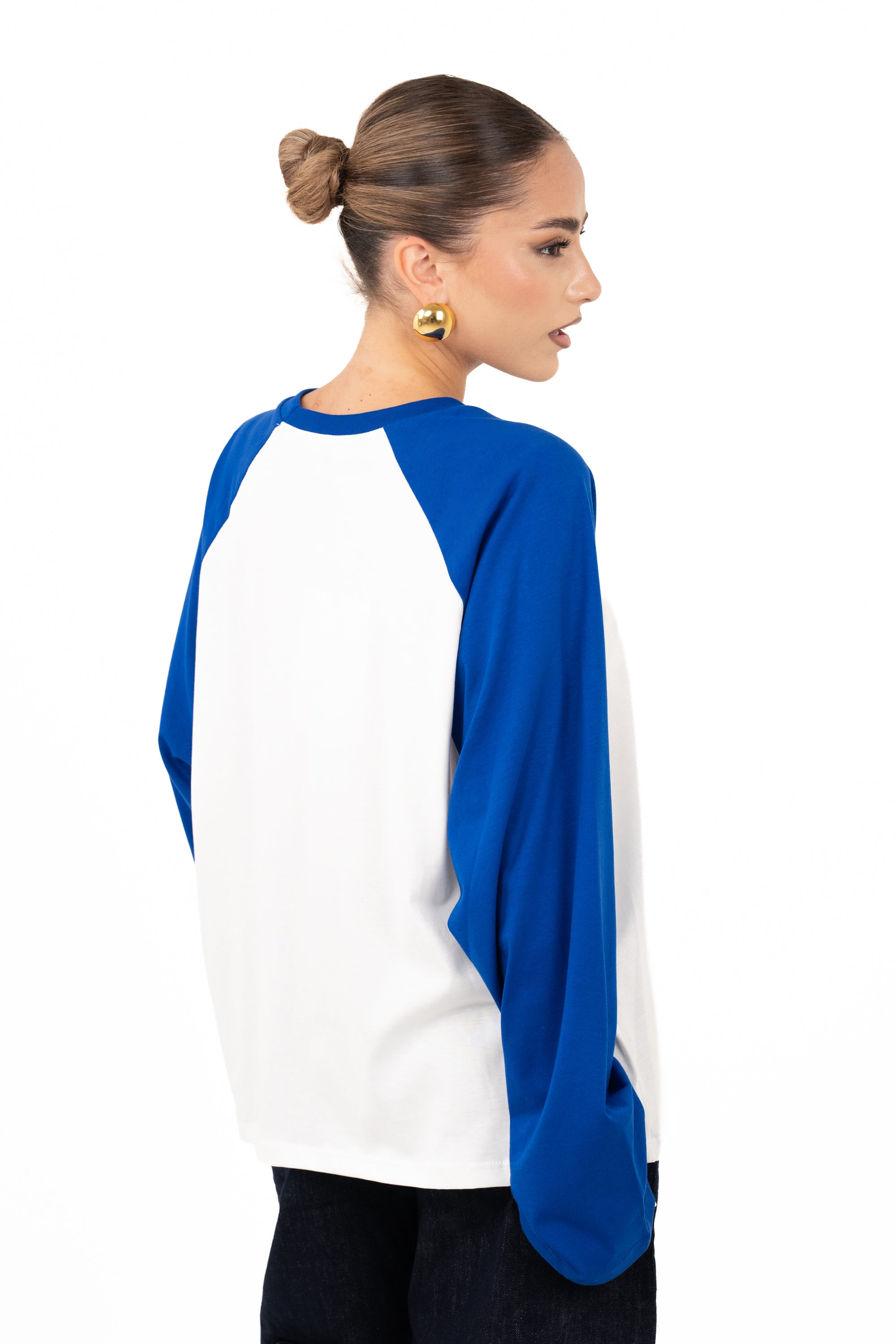 MAGLIA BICOLOR BIANCO E ROYAL LUMINA TAGLIA UNICA
