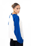 MAGLIA BICOLOR BIANCO E ROYAL LUMINA TAGLIA UNICA