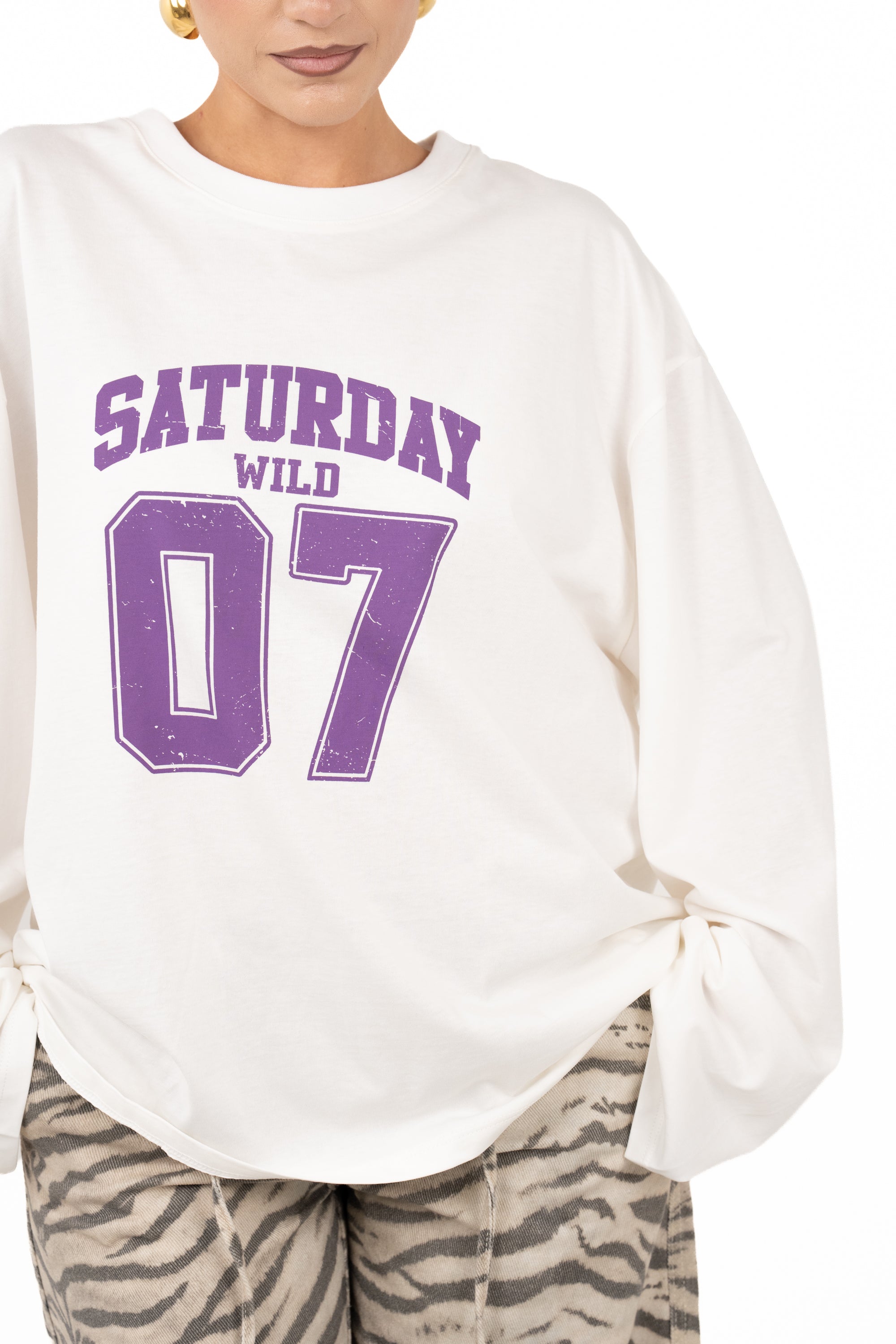MAGLIA SATURDAY PANNA/VIOLA LUMINA TAGLIA UNICA