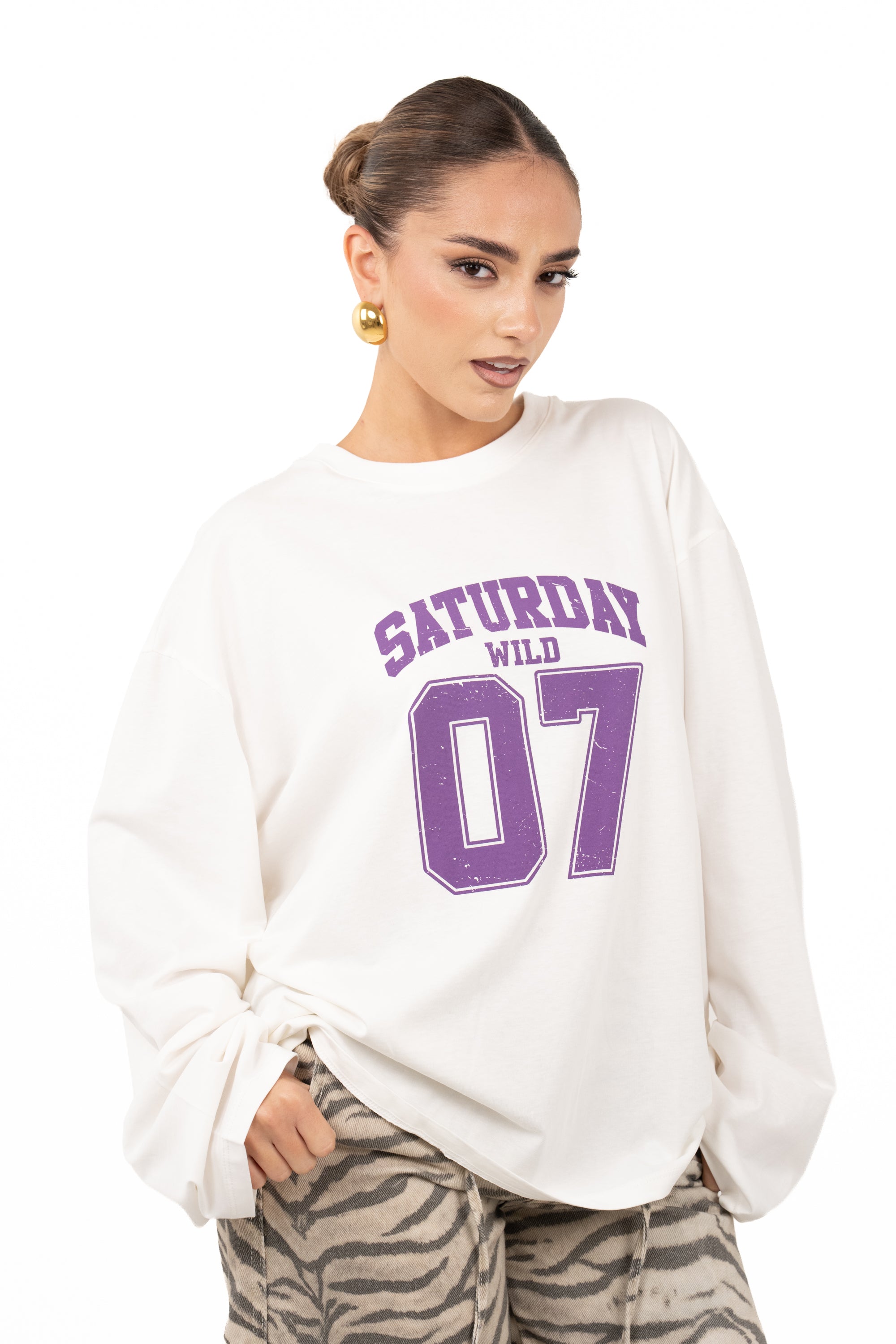 MAGLIA SATURDAY PANNA/VIOLA LUMINA TAGLIA UNICA