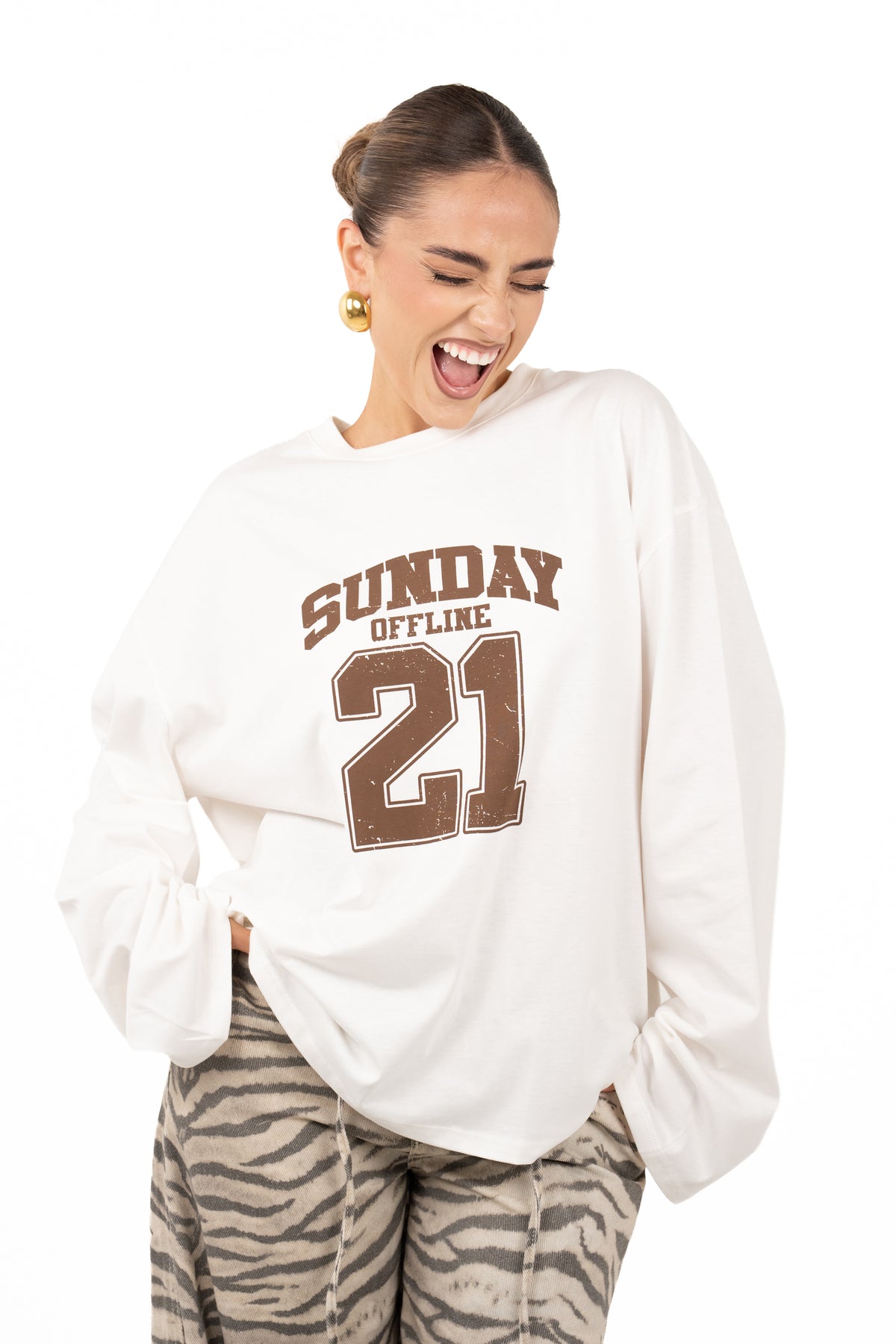 MAGLIA SUNDAY PANNA/MARRONE LUMINA TAGLIA UNICA