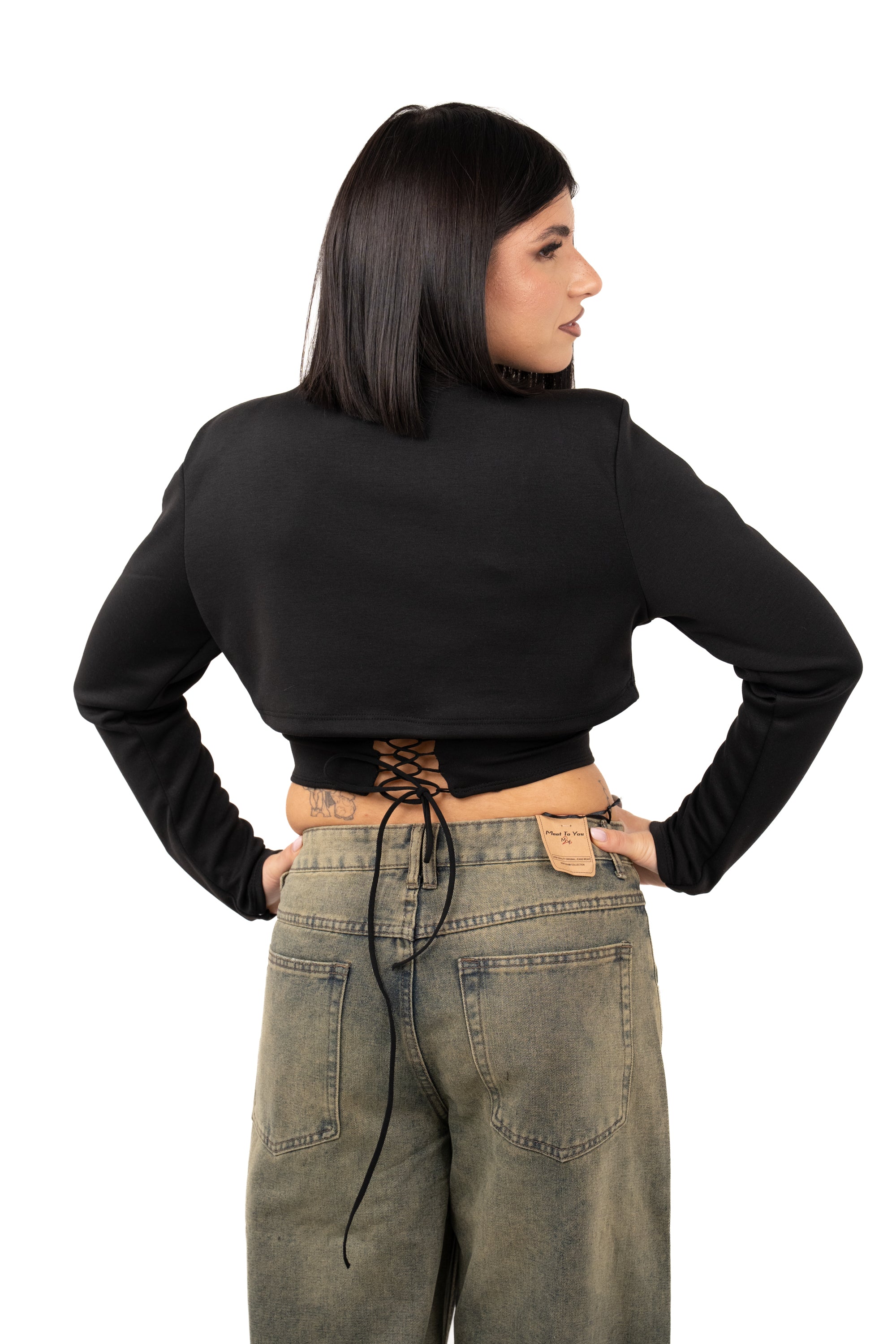MAGLIA EFFETTO BUSTINO NERA TAGLIA UNICA