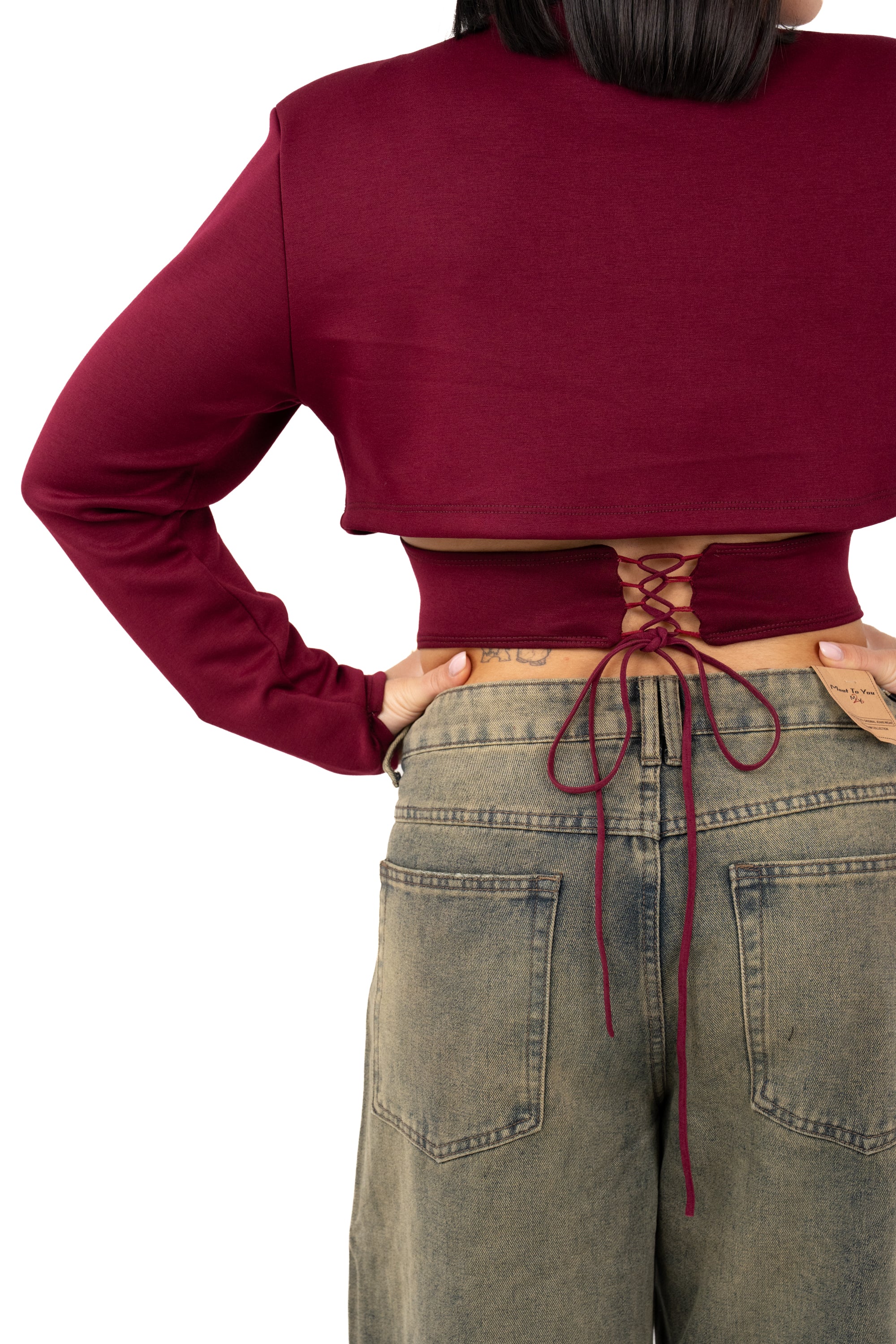 MAGLIA EFFETTO BUSTINO BORDEAUX TAGLIA UNICA