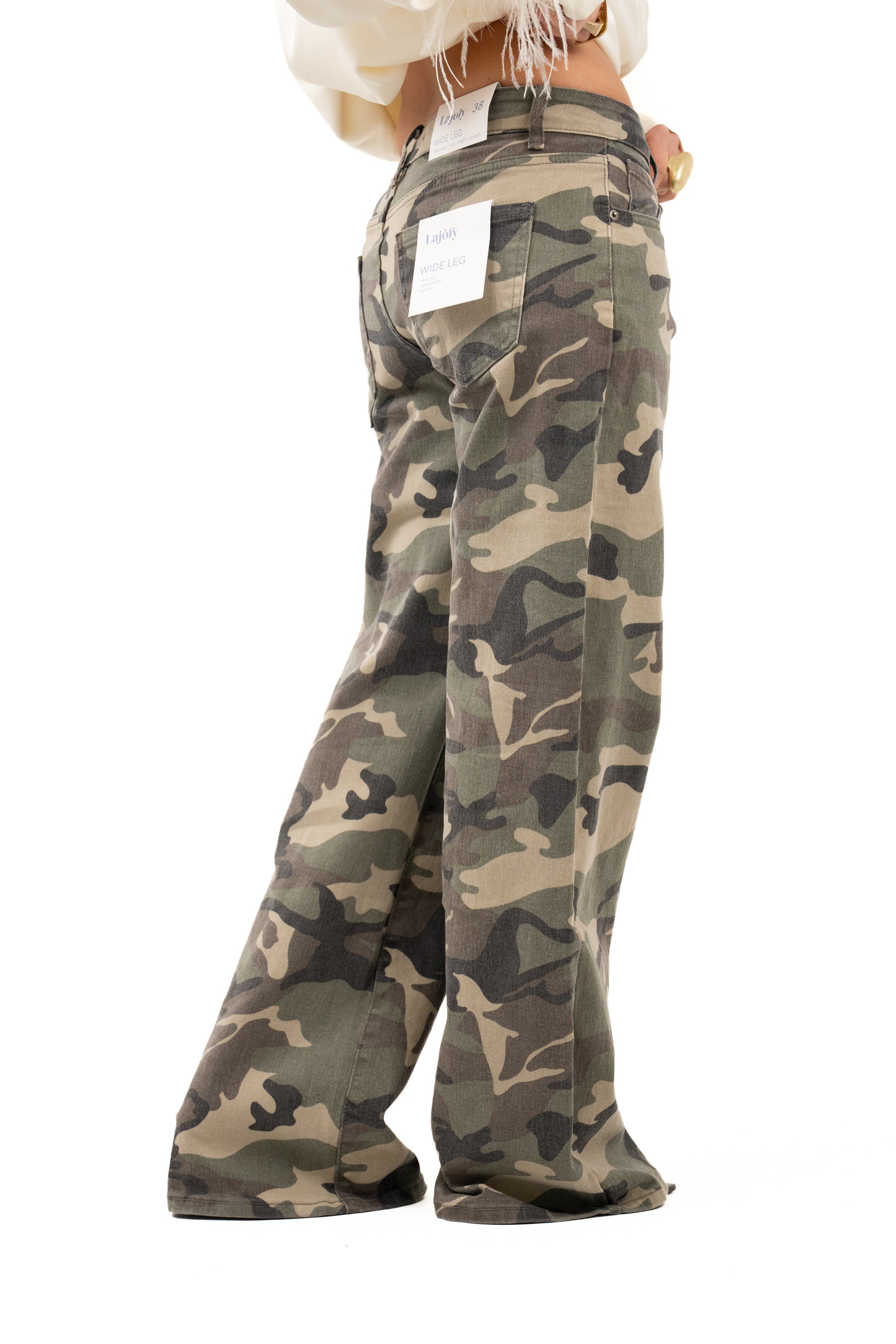 PANTALONI BEATRIX  CARGO MIMETICI WIDE LEG
