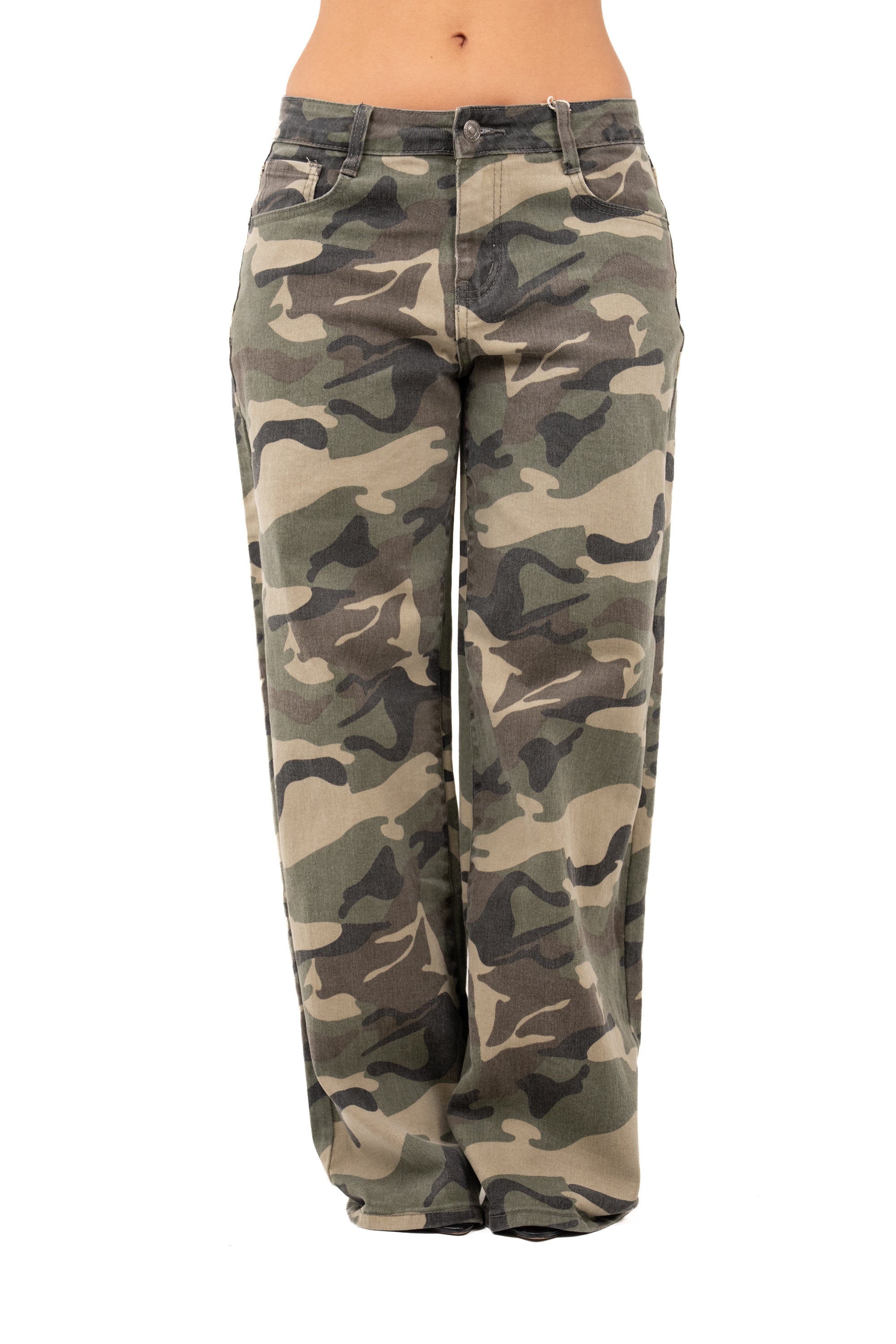 PANTALONI BEATRIX  CARGO MIMETICI WIDE LEG