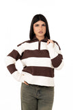 MAGLIONCINO ZIP SASHA PANNA/MARRONE TAGLIA UNICA