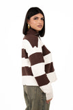 MAGLIONCINO ZIP SASHA PANNA/MARRONE TAGLIA UNICA