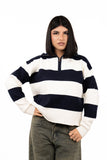 MAGLIONCINO ZIP SASHA PANNA/BLU TAGLIA UNICA