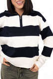 MAGLIONCINO ZIP SASHA PANNA/BLU TAGLIA UNICA